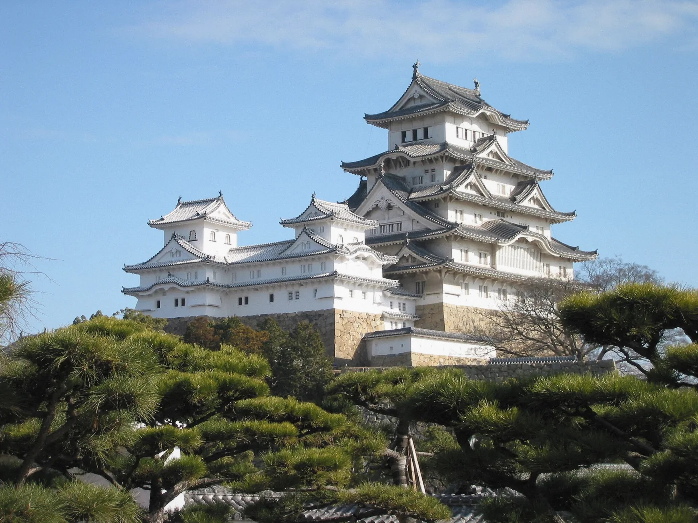 The keep towers of Himeji Castle, the original 1609 structure in Himeji, Japan